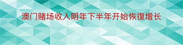 澳门赌场收入明年下半年开始恢復增长