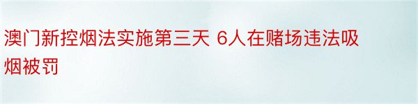 澳门新控烟法实施第三天 6人在赌场违法吸烟被罚