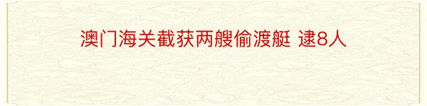 澳门海关截获两艘偷渡艇 逮8人