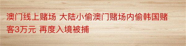 澳门线上赌场 大陆小偷澳门赌场内偷韩国赌客3万元 再度入境被捕