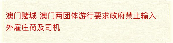 澳门赌城 澳门两团体游行要求政府禁止输入外雇庄荷及司机