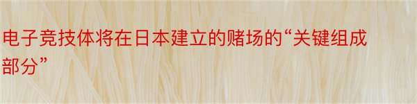 电子竞技体将在日本建立的赌场的“关键组成部分”