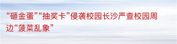 “砸金蛋”“抽奖卡”侵袭校园长沙严查校园周边“菠菜乱象”