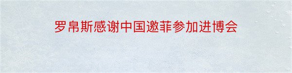 罗帛斯感谢中国邀菲参加进博会