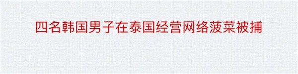 四名韩国男子在泰国经营网络菠菜被捕