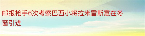 邮报枪手6次考察巴西小将拉米雷斯意在冬窗引进