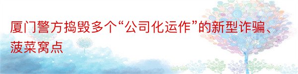 厦门警方捣毁多个“公司化运作”的新型诈骗、菠菜窝点