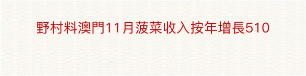 野村料澳門11月菠菜收入按年增長510