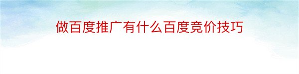 做百度推广有什么百度竞价技巧