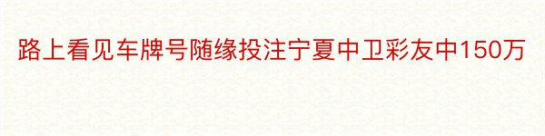 路上看见车牌号随缘投注宁夏中卫彩友中150万