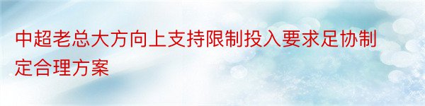 中超老总大方向上支持限制投入要求足协制定合理方案