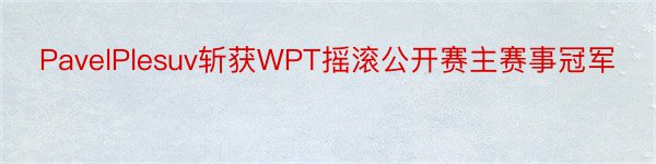 PavelPlesuv斩获WPT摇滚公开赛主赛事冠军