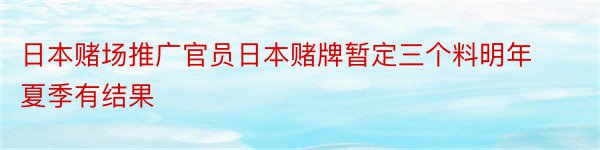 日本赌场推广官员日本赌牌暂定三个料明年夏季有结果