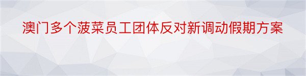 澳门多个菠菜员工团体反对新调动假期方案