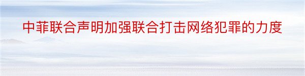 中菲联合声明加强联合打击网络犯罪的力度