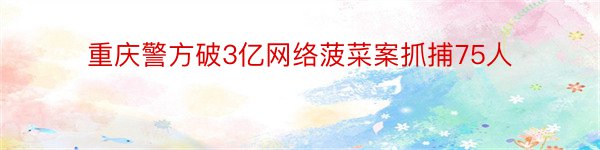 重庆警方破3亿网络菠菜案抓捕75人