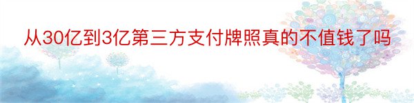 从30亿到3亿第三方支付牌照真的不值钱了吗