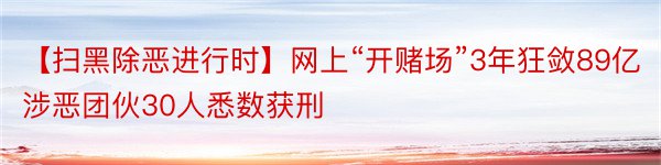 【扫黑除恶进行时】网上“开赌场”3年狂敛89亿涉恶团伙30人悉数获刑