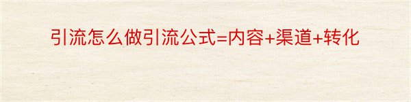 引流怎么做引流公式=内容+渠道+转化