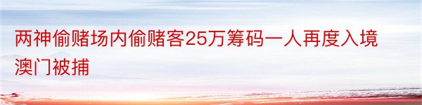 两神偷赌场内偷赌客25万筹码一人再度入境澳门被捕