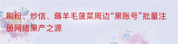 刷粉、炒信、薅羊毛菠菜周边“黑账号”批量注册网络黑产之源