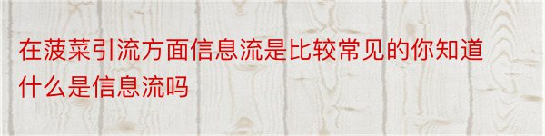 在菠菜引流方面信息流是比较常见的你知道什么是信息流吗