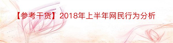 【参考干货】2018年上半年网民行为分析