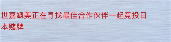 世嘉飒美正在寻找最佳合作伙伴一起竞投日本赌牌