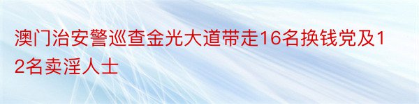 澳门治安警巡查金光大道带走16名换钱党及12名卖淫人士