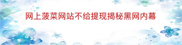 网上菠菜网站不给提现揭秘黑网内幕