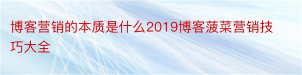 博客营销的本质是什么2019博客菠菜营销技巧大全