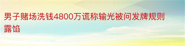 男子赌场洗钱4800万谎称输光被问发牌规则露馅