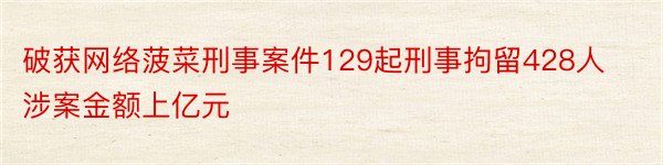 破获网络菠菜刑事案件129起刑事拘留428人涉案金额上亿元