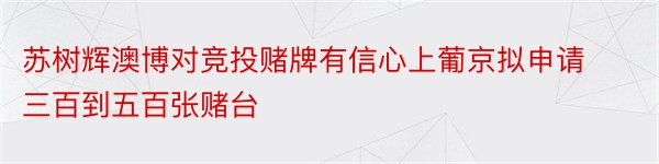 苏树辉澳博对竞投赌牌有信心上葡京拟申请三百到五百张赌台