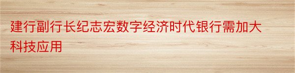 建行副行长纪志宏数字经济时代银行需加大科技应用