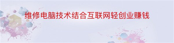 维修电脑技术结合互联网轻创业赚钱