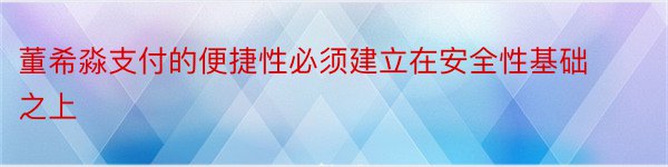 董希淼支付的便捷性必须建立在安全性基础之上