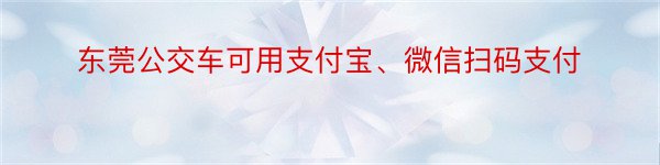 东莞公交车可用支付宝、微信扫码支付