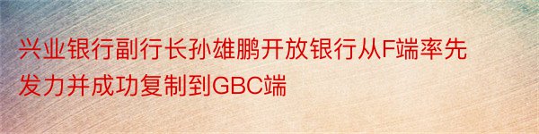 兴业银行副行长孙雄鹏开放银行从F端率先发力并成功复制到GBC端