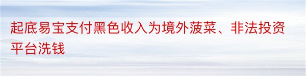 起底易宝支付黑色收入为境外菠菜、非法投资平台洗钱