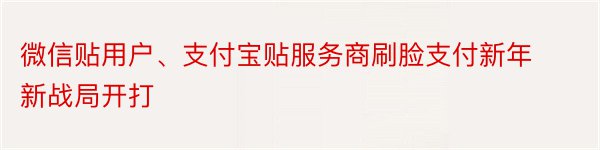 微信贴用户、支付宝贴服务商刷脸支付新年新战局开打