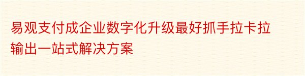 易观支付成企业数字化升级最好抓手拉卡拉输出一站式解决方案