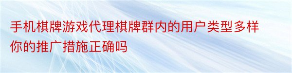 手机棋牌游戏代理棋牌群内的用户类型多样你的推广措施正确吗