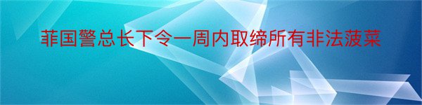 菲国警总长下令一周内取缔所有非法菠菜