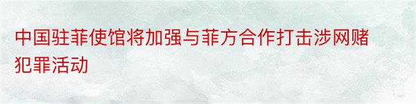 中国驻菲使馆将加强与菲方合作打击涉网赌犯罪活动