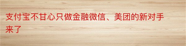 支付宝不甘心只做金融微信、美团的新对手来了