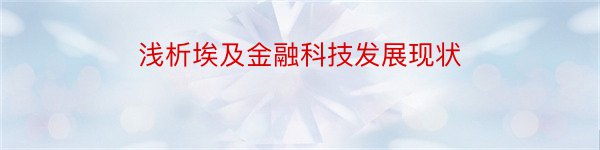 浅析埃及金融科技发展现状