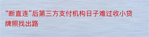 “断直连”后第三方支付机构日子难过收小贷牌照找出路