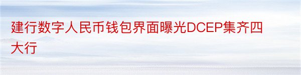 建行数字人民币钱包界面曝光DCEP集齐四大行