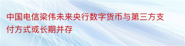 中国电信梁伟未来央行数字货币与第三方支付方式或长期并存